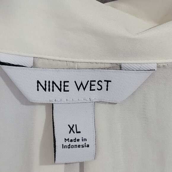 NWT Nine West Womens Short Sleeve Collared Button-Up Blouse XL Polyester Ivory - Picture 4 of 7